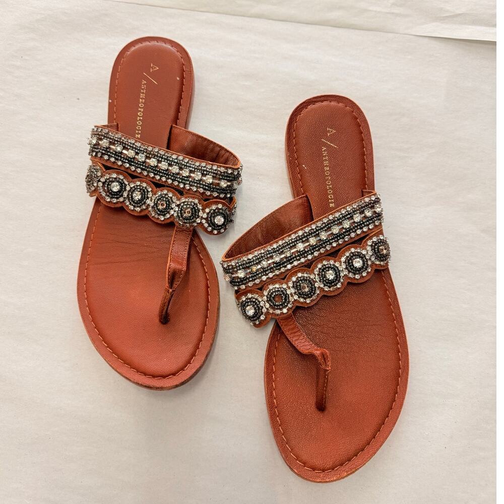 Anthropologie Cressida Embellished Sandals‎ US 10 Boho Fall Retro Indie
